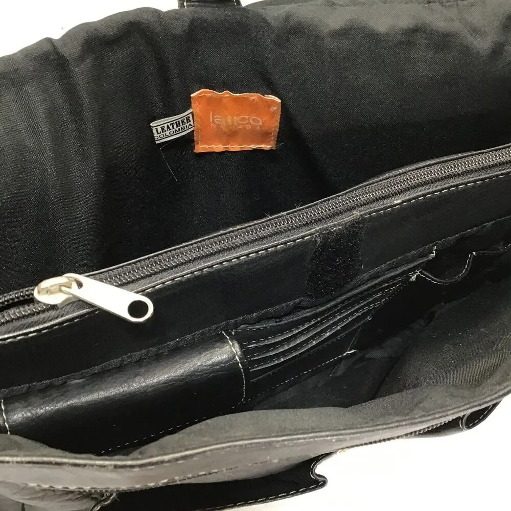 Latico Natural Leather LARGE Yosemite Messenger Bag Laptop Unisex Men Black